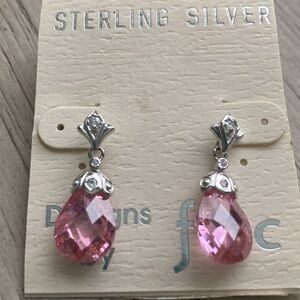 Sterling post earrings pink ice stones